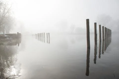 Misty Reflections on the Lake Stock Photos