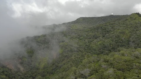 Misty ridge and red soil in the Kauai highlands Vídeos de archivo 96047299