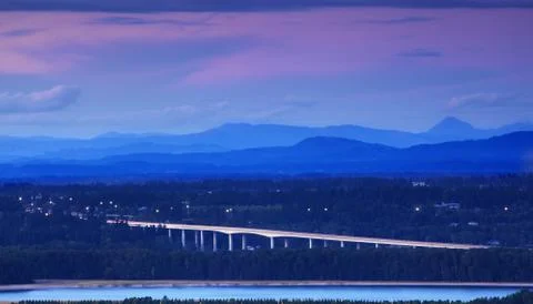 Misty ridges after sunset Stock Photos