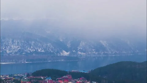 Misty River and Mountains Stock Footage 163769350