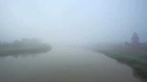 Misty River Landscape at Dawn, Soft Focus Photography Stock Footage 311530325