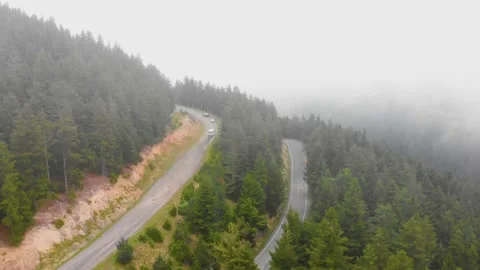 Misty road in mountains. Stock Footage 136964729