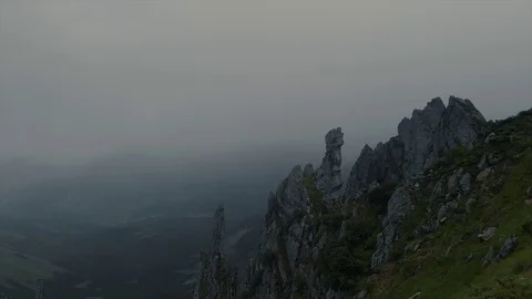 Misty Rocks In Mountain Stock Footage 93238109