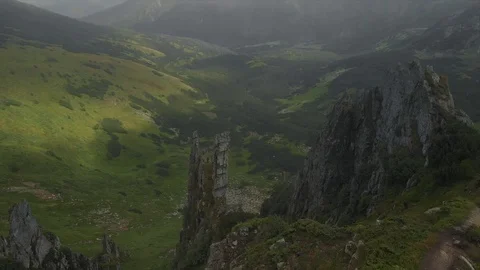Misty Rocks In Mountains Stock Footage 93238105