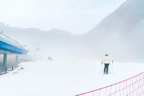 Misty Ski Mountain Stock Photos
