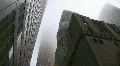 Misty skyscrapers. Gotham city style. HD Footage
