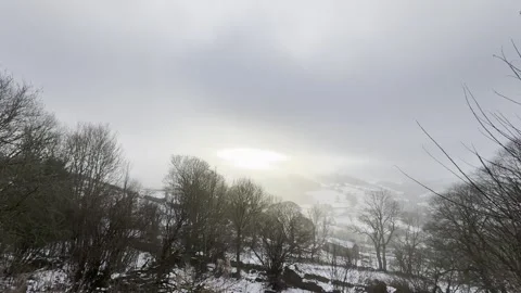 Misty snow mountain Stock Footage 297873717