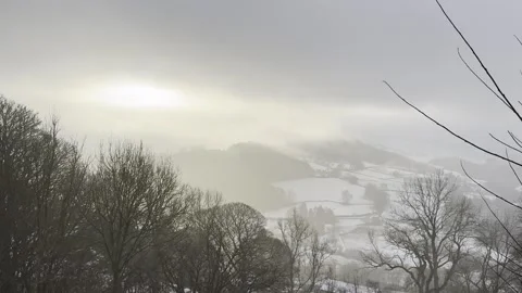 Misty snow mountain Stock Footage 297873723