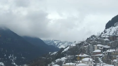 Misty snowy mountain Stock Footage 153982093