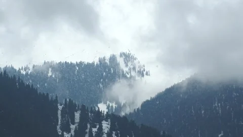 Misty snowy mountain Stock Footage 154003580