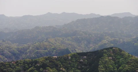 Misty Spring Mountain Range Long-pan Video stock 157773900