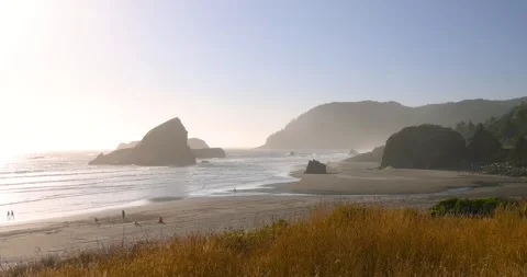 Misty summer evening time at Oregon Pacific coast scenic view, nature relax.. Stock Footage 320517136