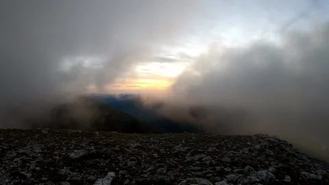 Misty sunrise in the mountains Video stock 134624322