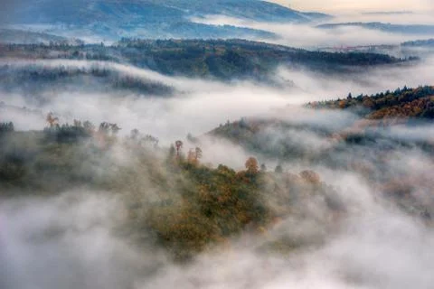 Misty valley Stock Photos
