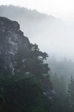 Misty view of the cliff. Stock Photos