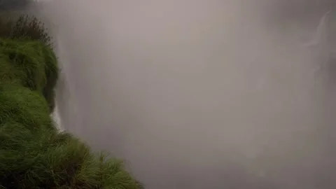Misty View of Devil's Throat and Flying Waterfall Swifts at Iguazu Falls Stock-Footage 341555331