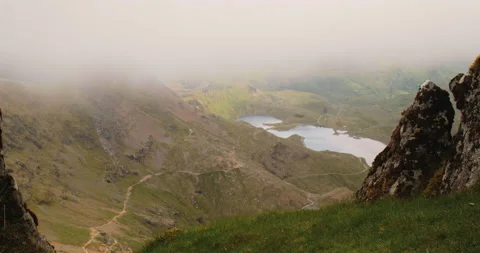 Misty View From Mount Snowdon Summit 6K Stock Footage 155511336