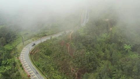 Misty view of a winding road, Genting Highlands, Malaysia Stock Footage 272880448