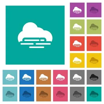Misty weather square flat multi colored icons Stock Illustration