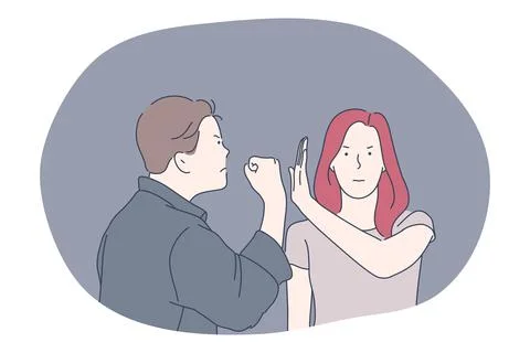 Misunderstanding, problems in communication, anger concept 库存插图