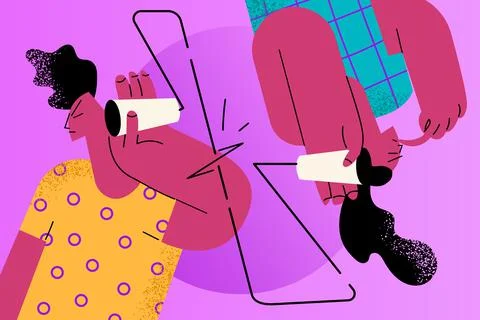 Misunderstanding, problems in communication concept Illustrazione stock