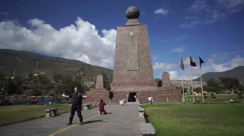 Mitad Del Mundo Monument Handheld Stock Footage 59576262