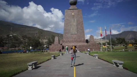 Mitad del Mundo Monument Handheld Tilt Up Stock Footage 59587117