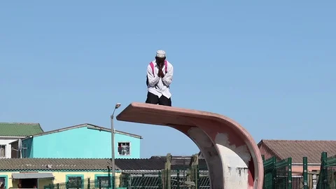 Mitchells Plain community protests for food parcels Stock Footage 128459480