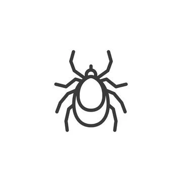 Mite, icon in line design. Mite, arachnid, pest, tiny, insect, parasite, microbe 스톡 일러스트
