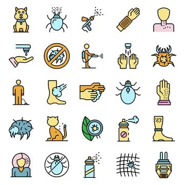 Mite icons set vector flat Stock Illustration