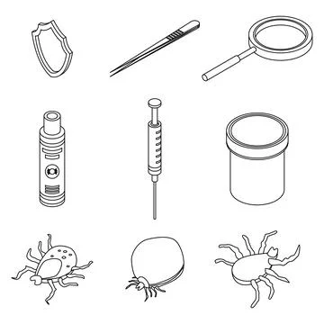 Mite icons set vector outine 스톡 일러스트