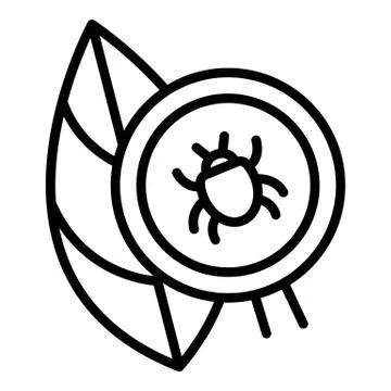 Mite on leaf icon, outline style イラスト素材