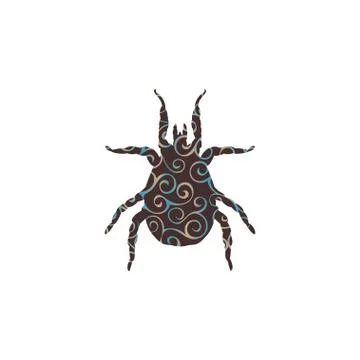Mite parasite spiral pattern color silhouette animal Stock Illustration