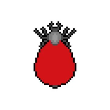 Mite pixel art. 8 bit Encephalitic red tick pixelated. Illustrazione stock