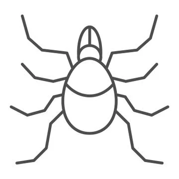 Mite thin line icon, Insects concept, acarus sign on white background, tick icon Stock Illustration