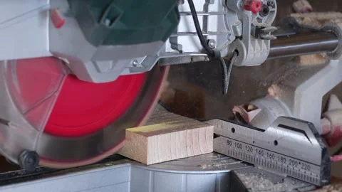 Miter Machine Cutting timber Stock Footage 319632078