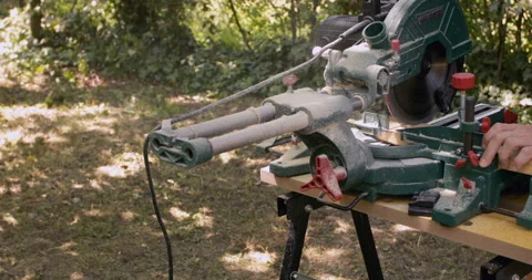 Miter saw cross cut Stock Footage 156980875