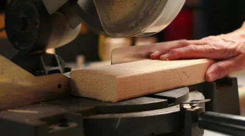 Miter saw cutting a 2x4 Stock Footage 772685