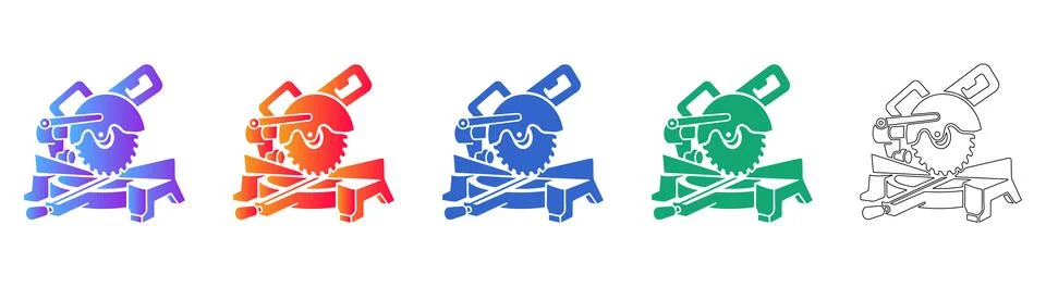 Miter Saw Vector Tool Icons Stock Illustration