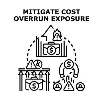 Mitigating cost overrun exposure concept of business financial risk Stock Illustration