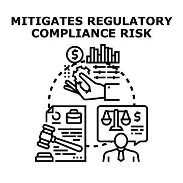 Mitigating regulatory compliance risk management strategy Illustrazione stock