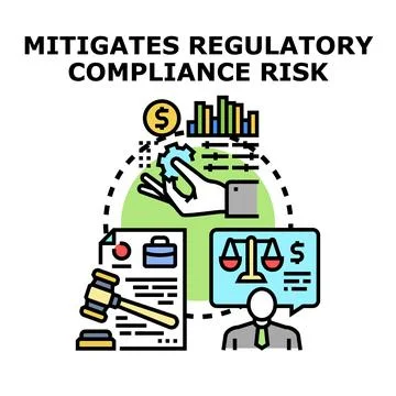 Mitigating regulatory compliance risk management strategy Illustrazione stock