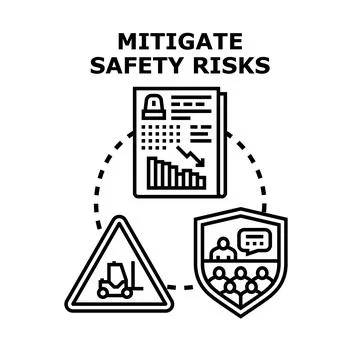 Mitigating safety risks concept with document analysis and worker protection Stock Illustration