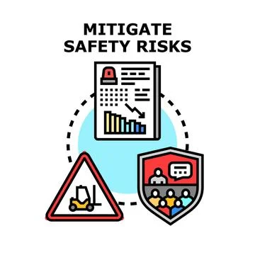 Mitigating safety risks concept with document analysis and worker protection Stock Illustration