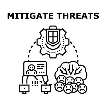 Mitigating threats and protecting data online security concept Stockillustratie