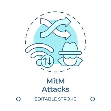 MitM attacks soft blue concept icon Stock Illustration