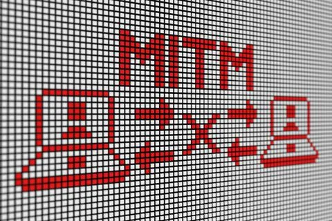 MITM text scoreboard blurred background 3d illustration Stock Illustration