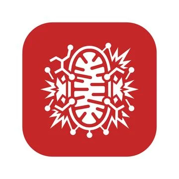 Mitochondria science icon, red background, digital elements, bioenergetics .. Stockillustratie