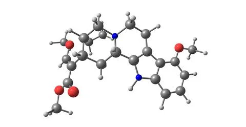Mitragynine molecular structure isolated on white Stock Illustration