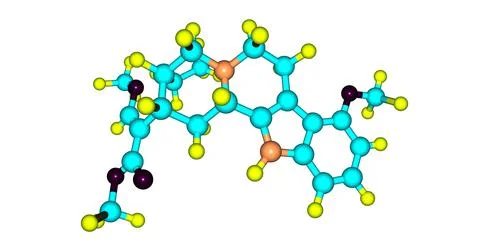 Mitragynine molecular structure isolated on white Stock Illustration
